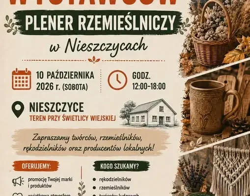 Nieszczyce: nabór wystawców na Plener Rzemieślniczy – zgłoszenia do 1 października