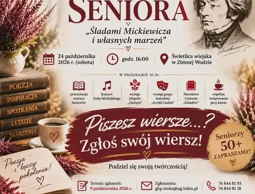 Dzień Seniora w Zimnej Wodzie – święto poezji i muzyki już 24 października