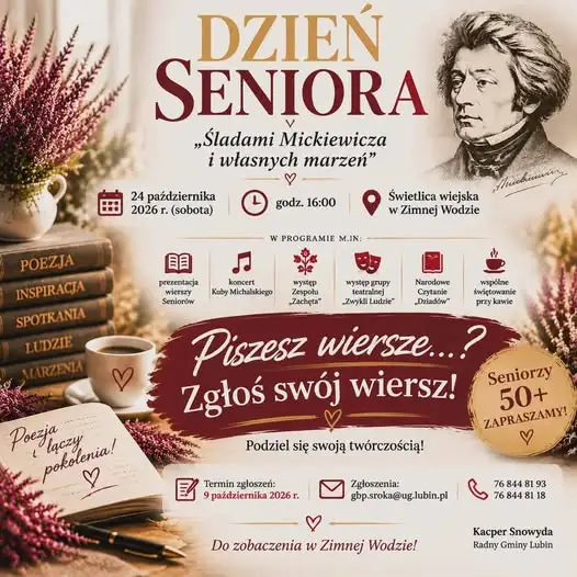 Dzień Seniora w Zimnej Wodzie – święto poezji i muzyki już 24 października