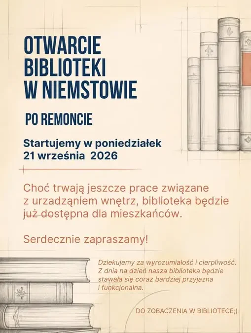 Biblioteka w Niemstowie wznawia działalność po remoncie – otwarcie już 21 września