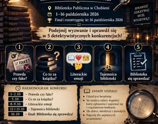 Nocny Detektyw – konkurs w Bibliotece Publicznej w Chobieni