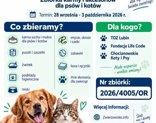 „Zwierzowisko – Gramy dla zwierząt” – wielka zbiórka dla zwierząt w Gminie Lubin