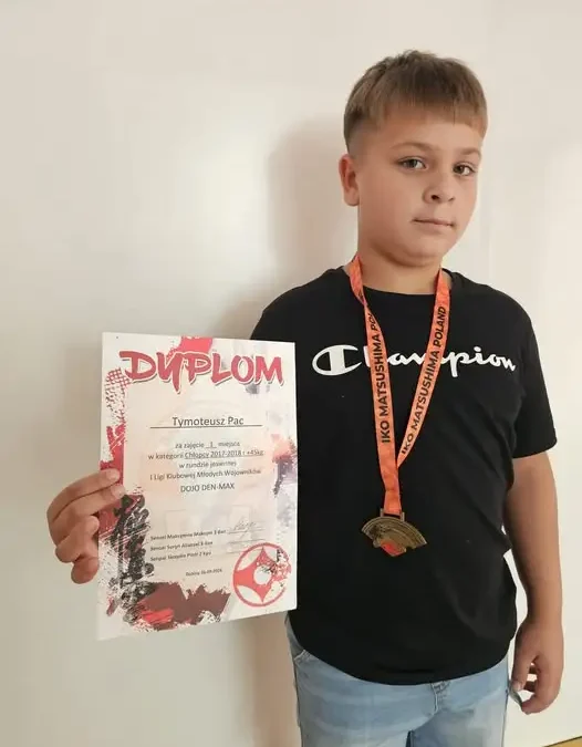 Uczeń klasy III zdobył I miejsce w I Lidze Klubowej Młodych Wojowników DOJO-DEN-MAX