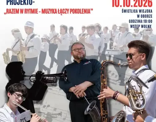 Finałowy koncert Młodzieżowej Orkiestry Dętej Gminy Lubin w Oborze