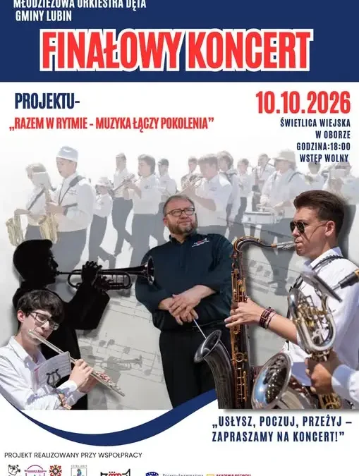 Finałowy koncert Młodzieżowej Orkiestry Dętej Gminy Lubin w Oborze
