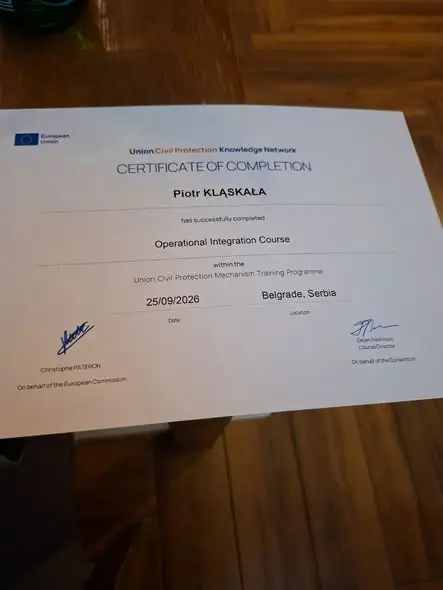 Asp. Piotr Kląskała ukończył międzynarodowe szkolenie Operational Integration Course w Belgradzie