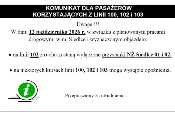 Utrudnienia w komunikacji PKS Lubin – zmiany na liniach 100, 102 i 103