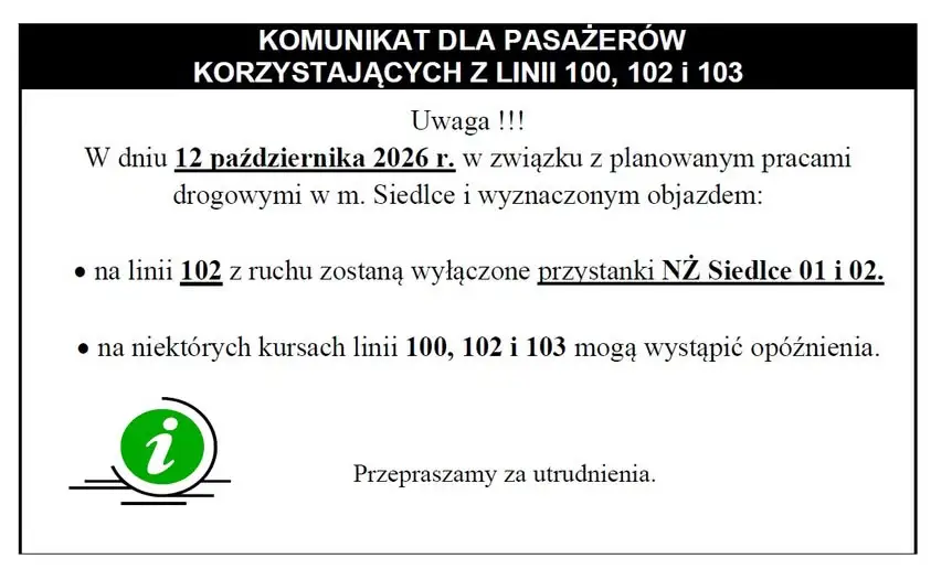 Utrudnienia w komunikacji PKS Lubin – zmiany na liniach 100, 102 i 103