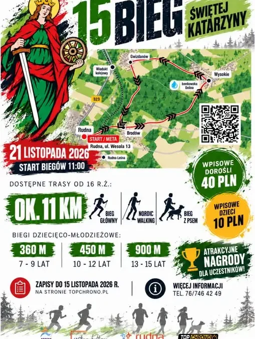 15. Bieg Świętej Katarzyny w Rudnej – zapisy trwają, start 21 listopada