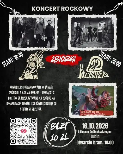 Charytatywny koncert rockowy w Lubinie. Zagrajmy razem dla Adama Gerbera