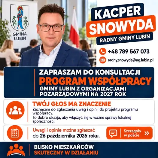 Gmina Lubin konsultuje program współpracy z NGO na 2027 rok