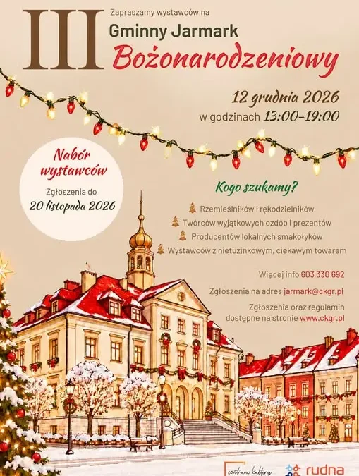 III Gminny Jarmark Bożonarodzeniowy w Rudnej – trwają zgłoszenia dla wystawców