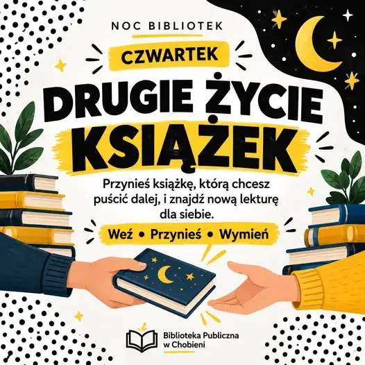 Noc Bibliotek 2026 w Chobieni: książki szukają nowych domów