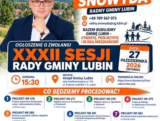XXXII Sesja Rady Gminy Lubin – co czeka mieszkańców?