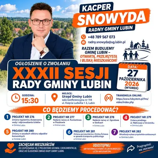 XXXII Sesja Rady Gminy Lubin – co czeka mieszkańców?