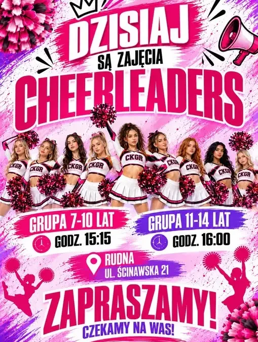 Bezpłatne zajęcia cheerleaders w Rudnej – tańce, pompony i dobra zabawa