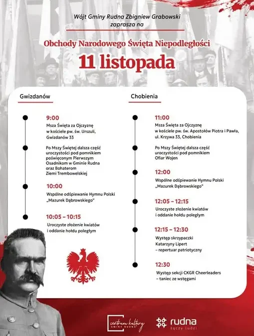Gmina Rudna zaprasza na obchody 108. rocznicy odzyskania niepodległości