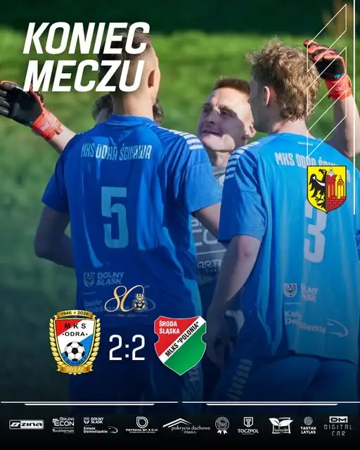 Odra Ścinawa zremisowała z Polonią Środa Śląska 2:2 po golu w 90. minucie