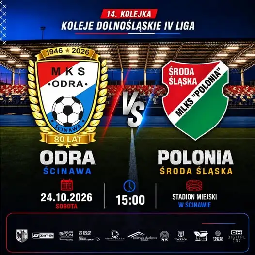 Odra Ścinawa zmierzy się z Polonią Środa Śląska w 14. kolejce IV ligi
